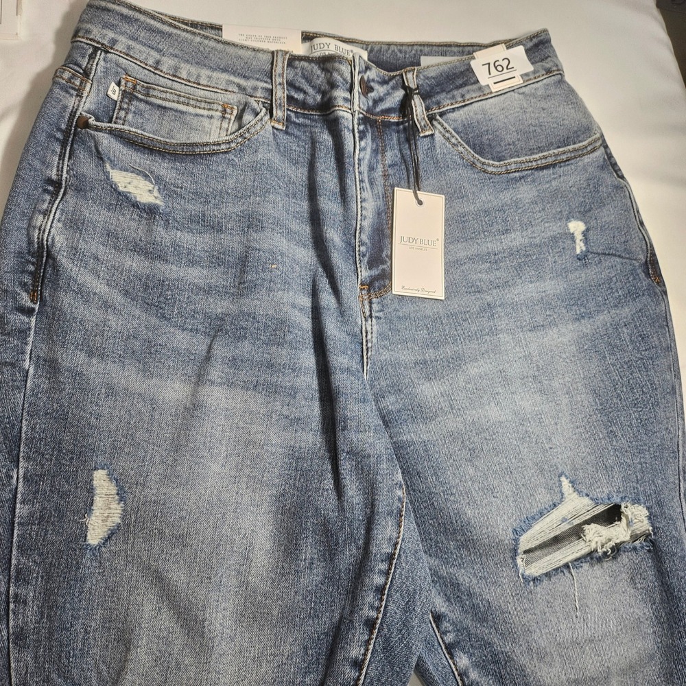 Judy Blue High Waist Slim Fit Distressed Jeans Medium Wash 16W JB88372 NWT